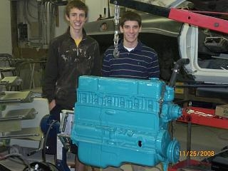 Tommy and Chris With Engine Before It Is Installed